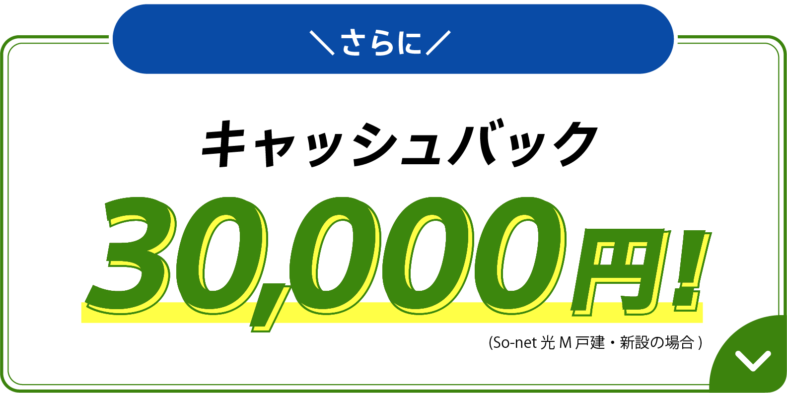 さらにキャッシュバック30,000円！(So-net 光 M 戸建・新設の場合)